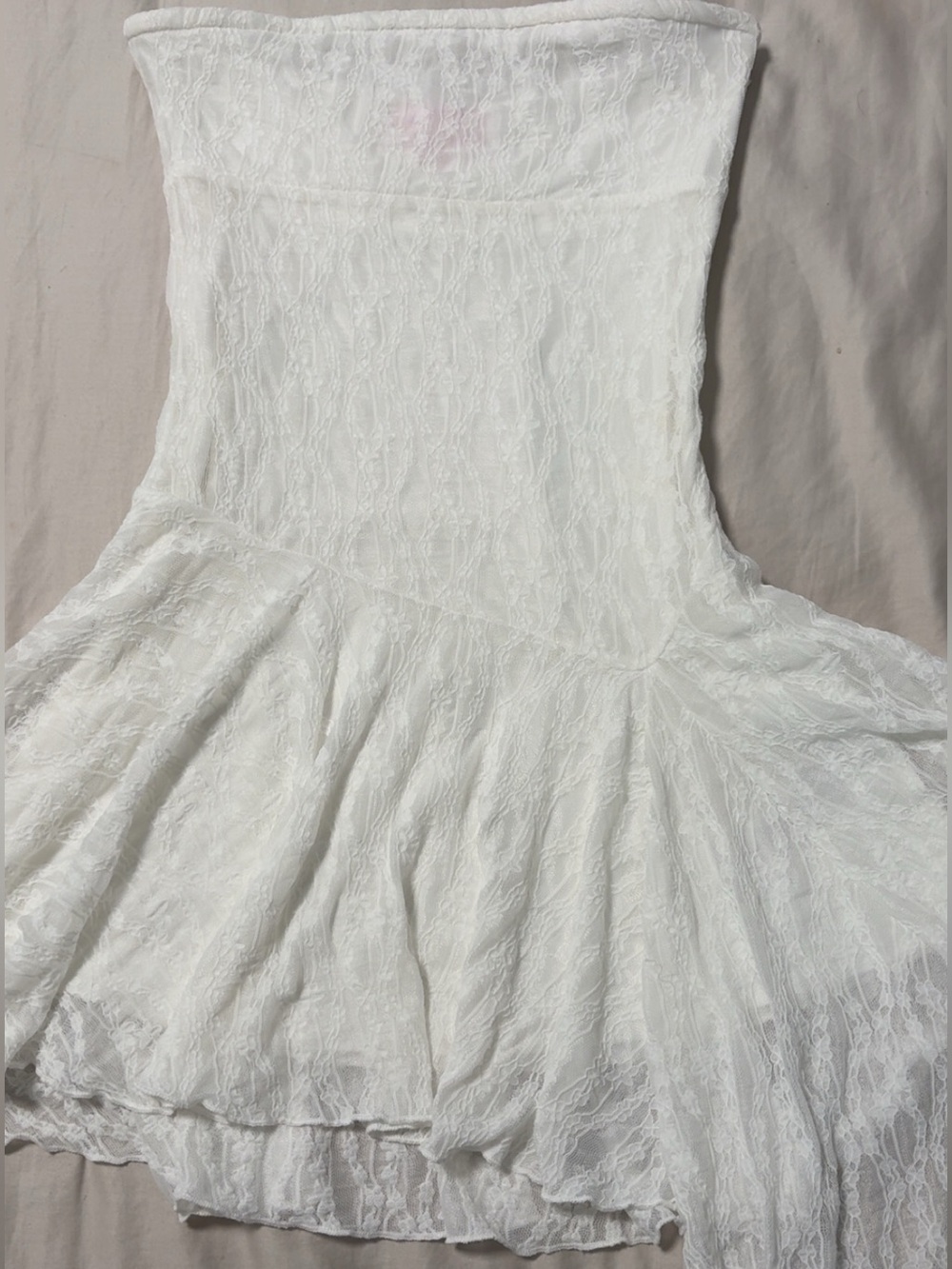 Edikted White Lace Strapless Mini Dress